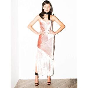 Fleur du Mal Velvet‎ Slip Maxi Dress Platinum Rose Size 8 NWT